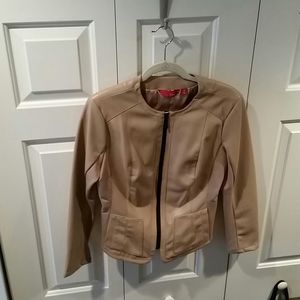 Faux leather short jacket with Ponte panels